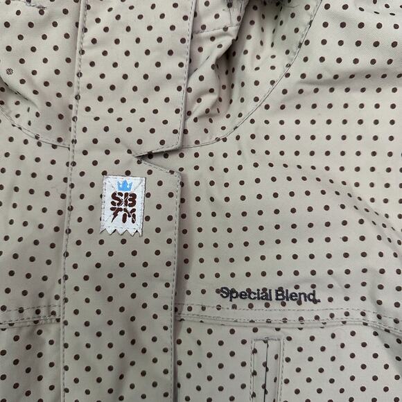 Special Blend Jacket Womens Large Brown Polka Dot 10K Hooded Faux Fur Snowboard - Picture 5 of 16